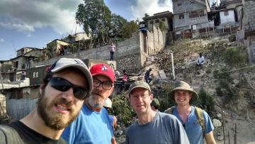 The team at the work site, selfie style